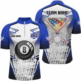 Custom Billard Jersey for Men, 8 Ball Pool Shirt for Men, Personalized Billiard Balls Thunder Lightning Red