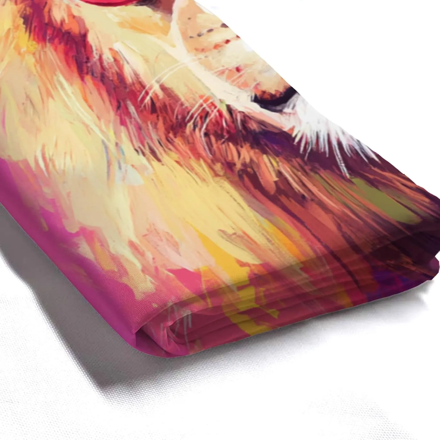 Cute Lion Pink Shower Curtain, Oil-Paints Hot Pink Curtain, 72x72 Inches Shower Curtains for Bathroom, Snow Fabric Bath Curtains Set with 12 Hooks