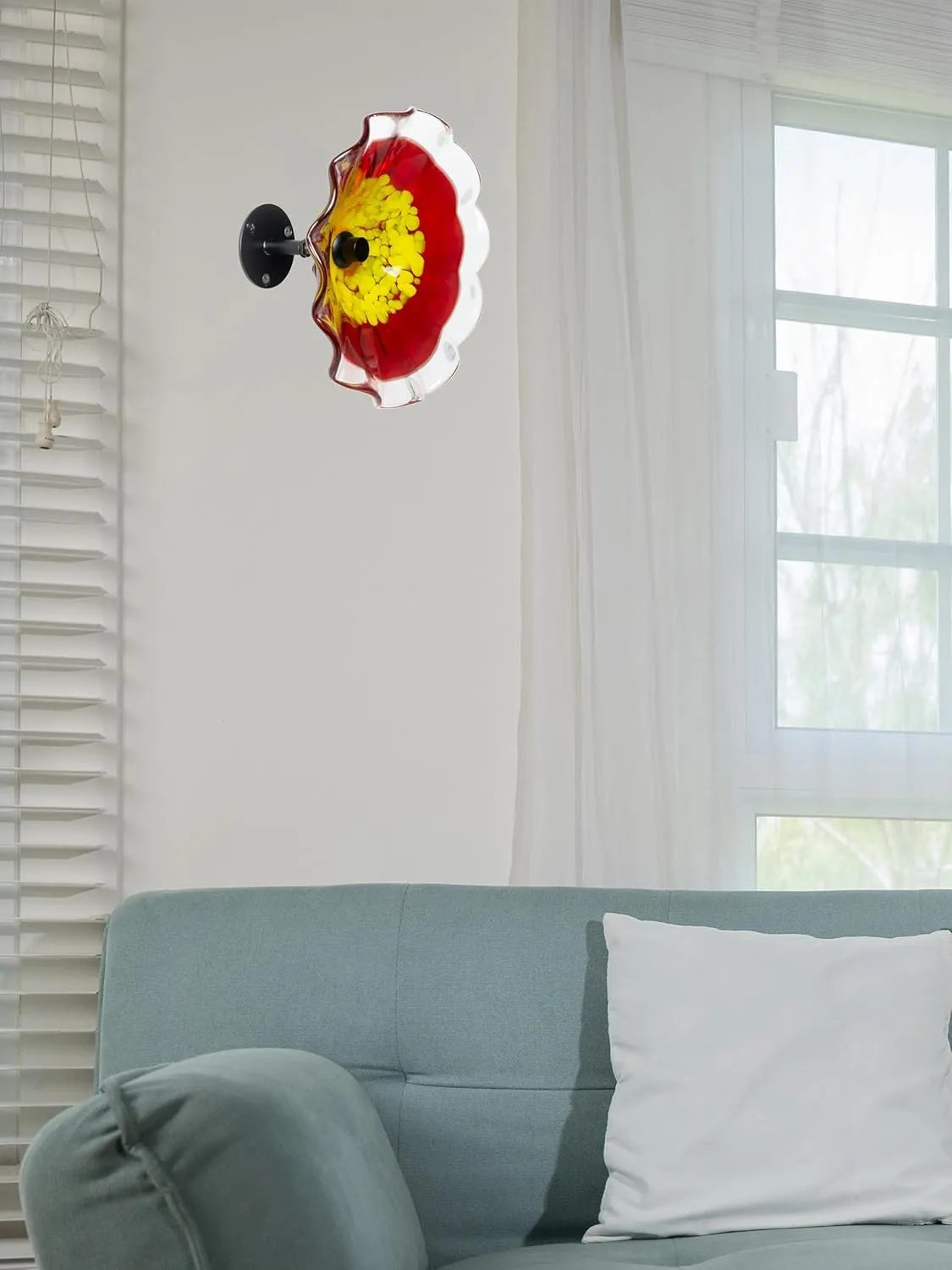 Dale Tiffany AW23137-D9 Fiore Bloom Hand Blown Flower Art Glass with Wall Mounting Bracket, Red, 9-Inch Diameter