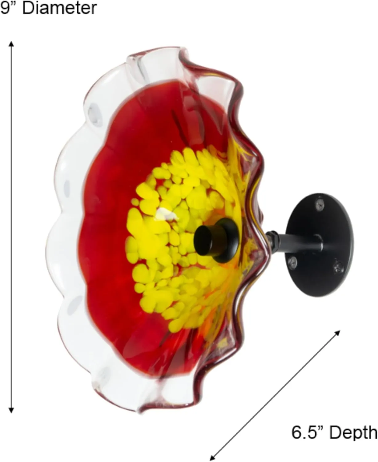 Dale Tiffany AW23137-D9 Fiore Bloom Hand Blown Flower Art Glass with Wall Mounting Bracket, Red, 9-Inch Diameter