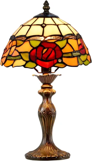 Dale Tiffany TA24005 Innsdale Rose Handmade Tiffany Accent Lamp, Antique Bronze Finish, 15.25" Tall