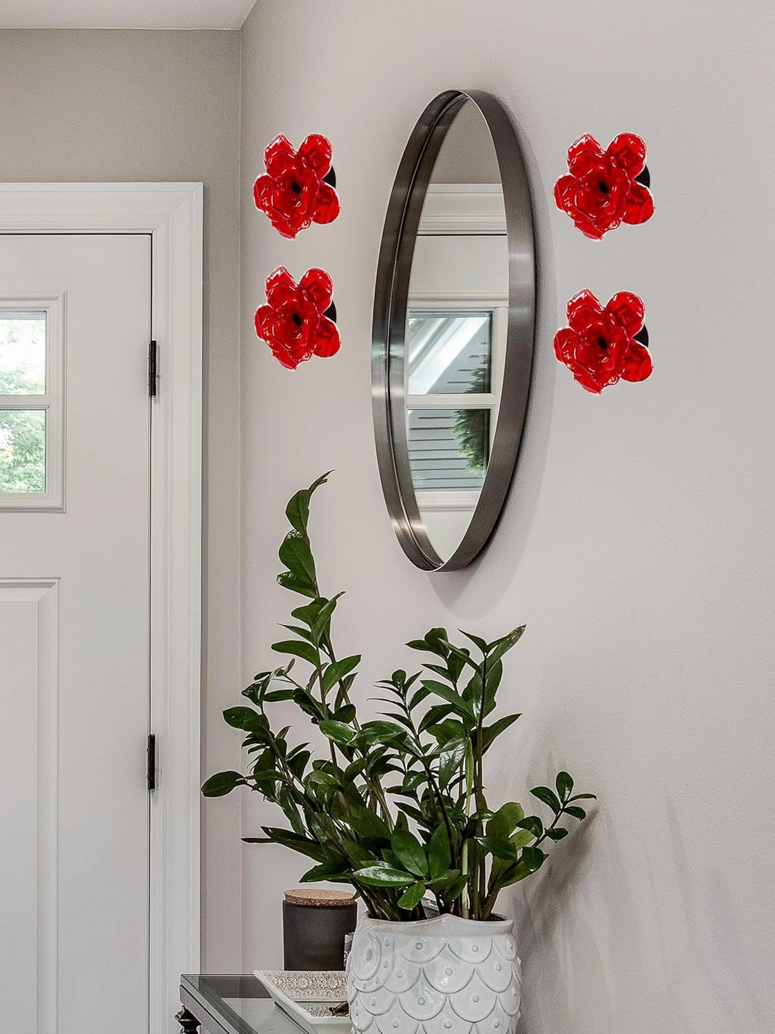 Dale Tiffany AW24083 Rose Bud Flower Hand Blown Art Glass Wall Decor, Red, 4.75" Diameter