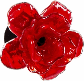 Dale Tiffany AW24083 Rose Bud Flower Hand Blown Art Glass Wall Decor, Red, 4.75" Diameter