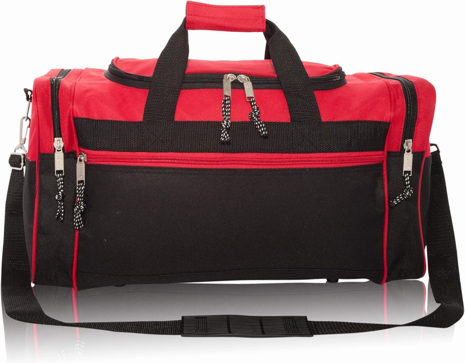 DALIX 21" Blank Sports Duffle Bag Gym Bag Travel Duffel with Adjustable Strap in Red
