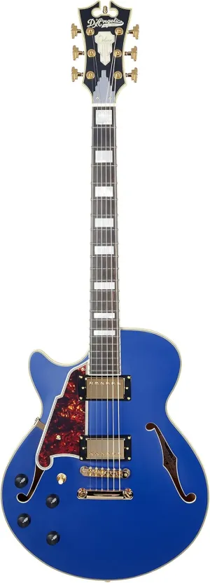 D'Angelico Deluxe SS Semi-Hollow Lefty Electric Guitar - Matte Royal Blue
