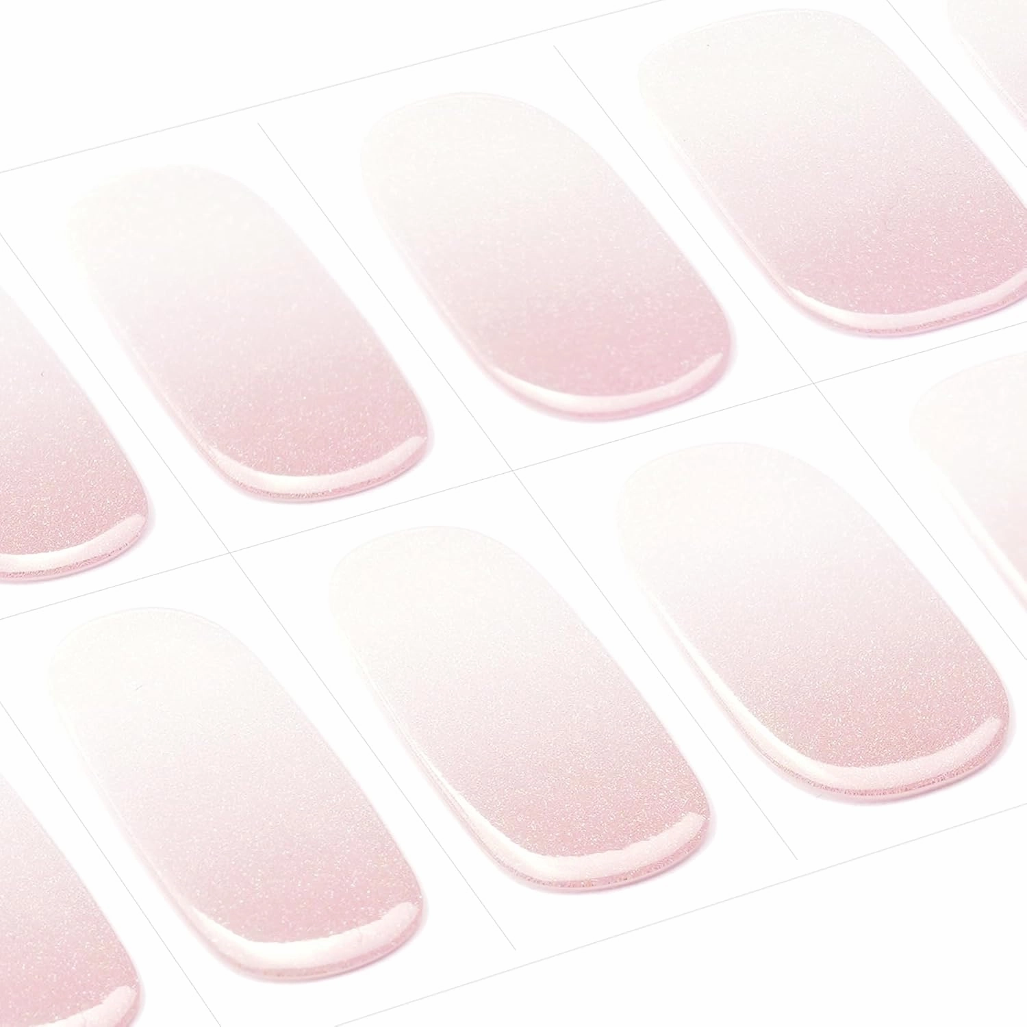 DANNI & TONI Semi Cured Gel Nail Strips Pink White Ombre (Cloud Halo) Shimmer Translucent Gel Nail Wraps 28 Stickers