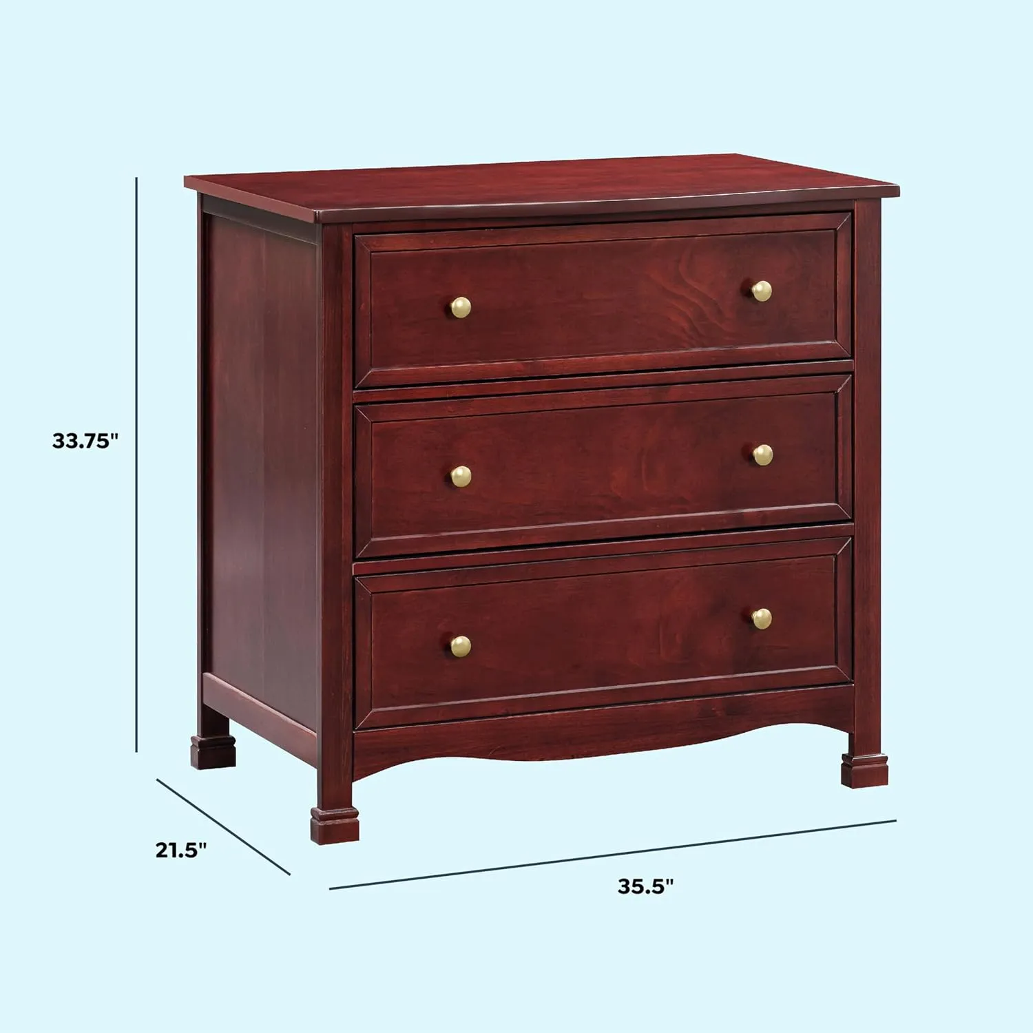 DaVinci Kalani 3-Drawer Dresser in Rich Cherry, Greenguard Gold Certified
