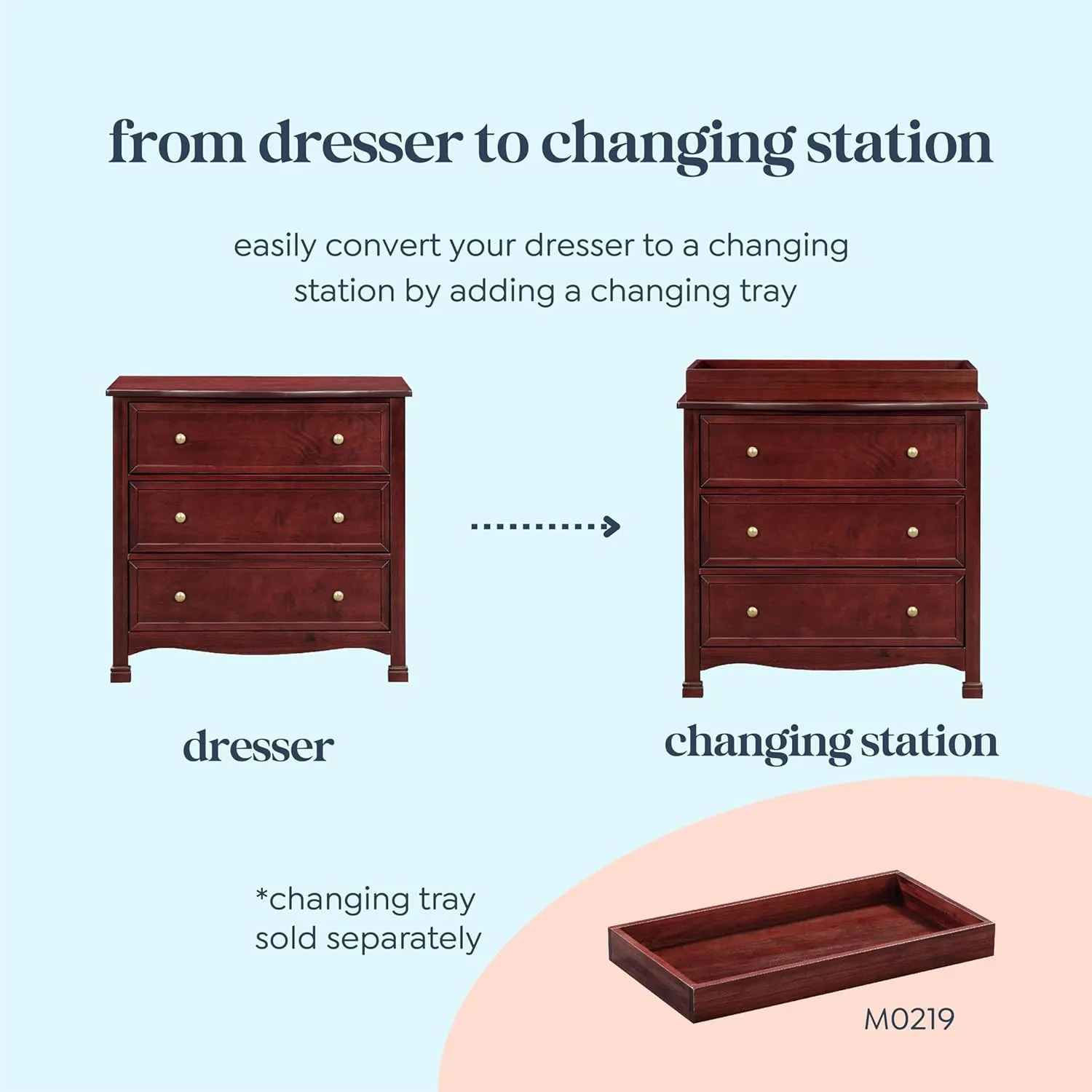 DaVinci Kalani 3-Drawer Dresser in Rich Cherry, Greenguard Gold Certified