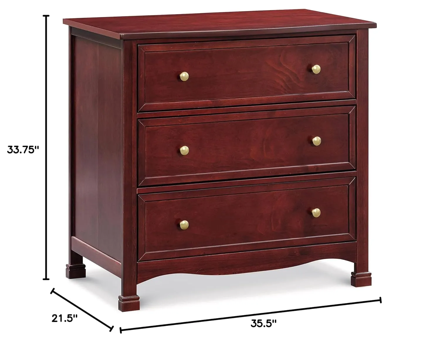 DaVinci Kalani 3-Drawer Dresser in Rich Cherry, Greenguard Gold Certified