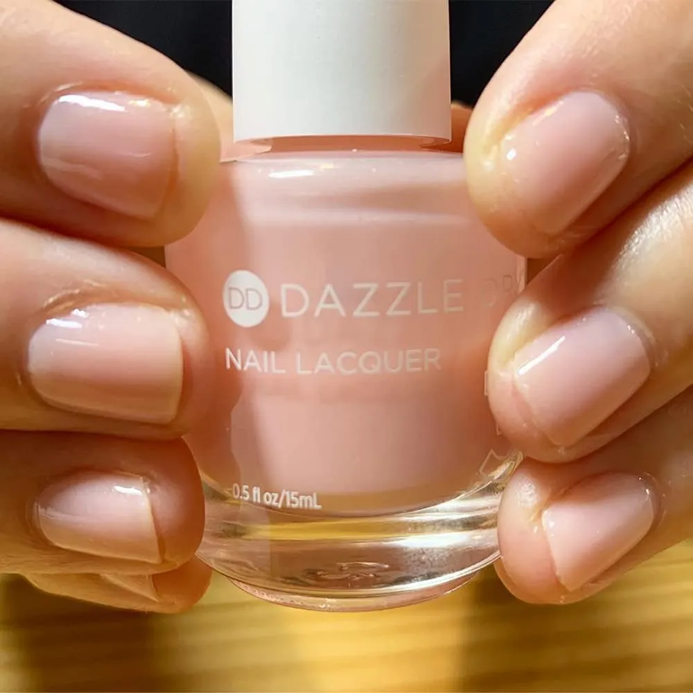 Dazzle Dry Mini Kit 4 Step System - Livin' La Vida Yoga, a soft and pale creamy pink with a hint of diamond dusted shimmer. Semi-sheer cream. (5 Piece Kit / 5 Manicures)