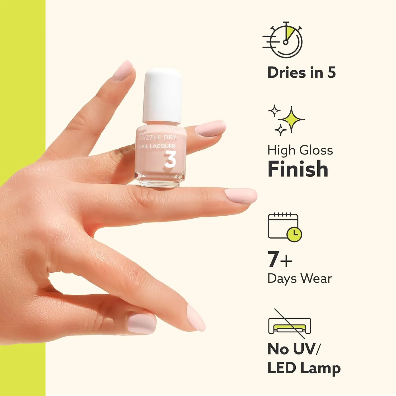 Dazzle Dry Mini Kit 4 Step System - Lovely Lilac - A pale purple with a pink shimmer effect. Full coverage shimmer. (5 Piece Kit / 5 Manicures)