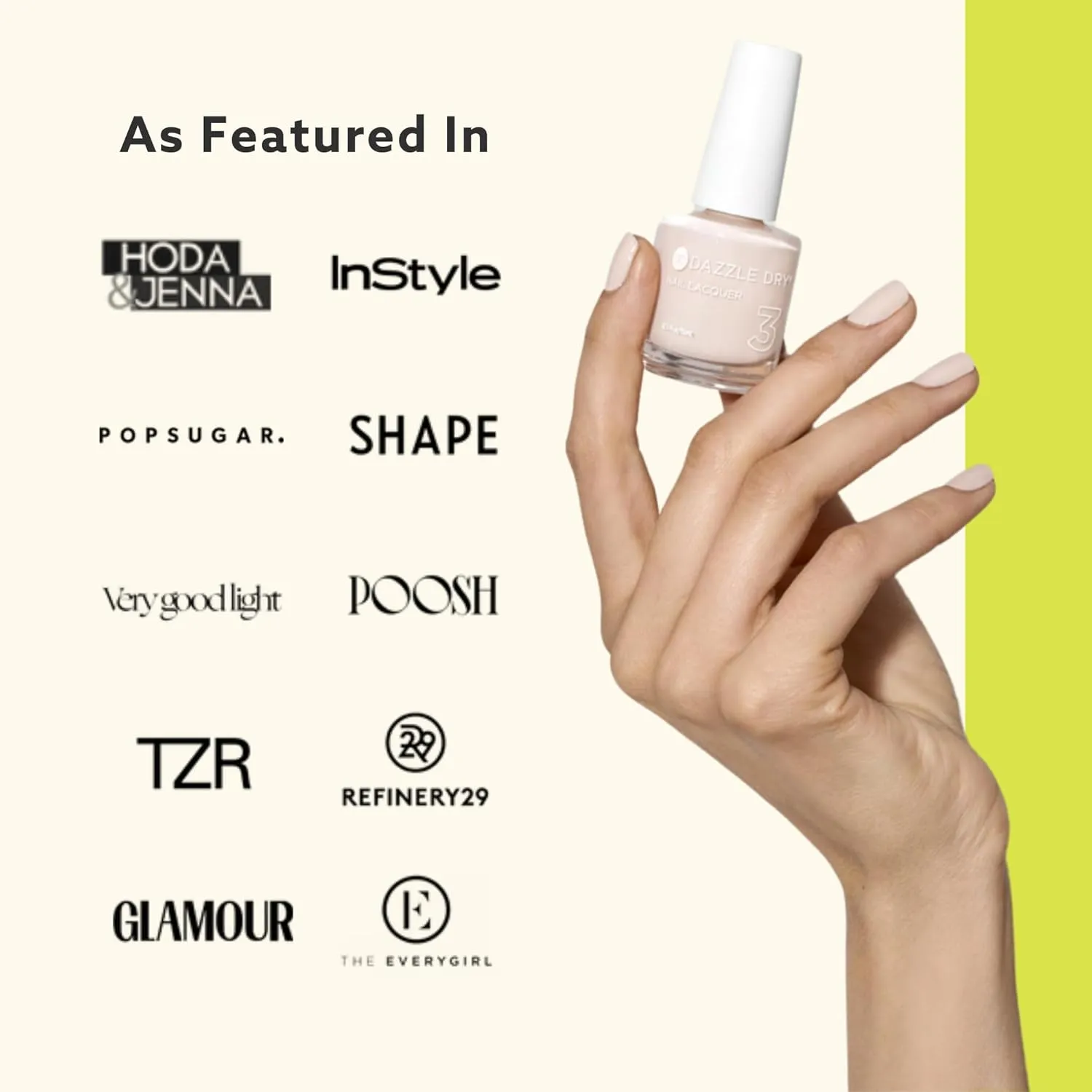 Dazzle Dry Mini Kit 4 Step System - Poised, a semi-sheer iridescent, stark white with subtle pink iridescent shimmer. (5 Piece Kit / 5 Manicures)