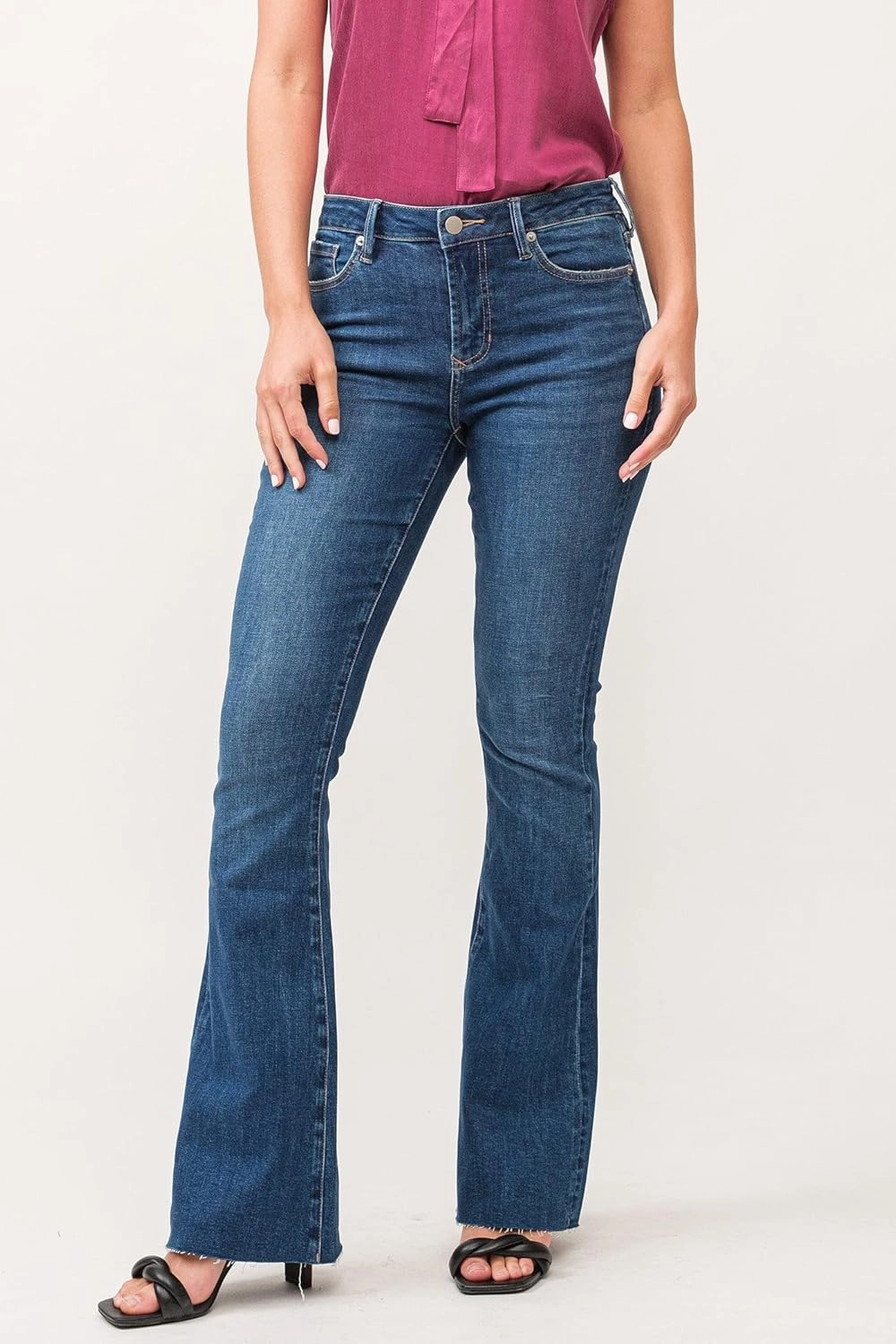 DEAR JOHN Rosa Flared Women's Jeans Mid Rise Full Inseam Comfort Stretch Denim