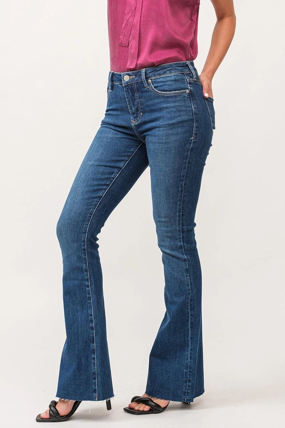 DEAR JOHN Rosa Flared Women's Jeans Mid Rise Full Inseam Comfort Stretch Denim