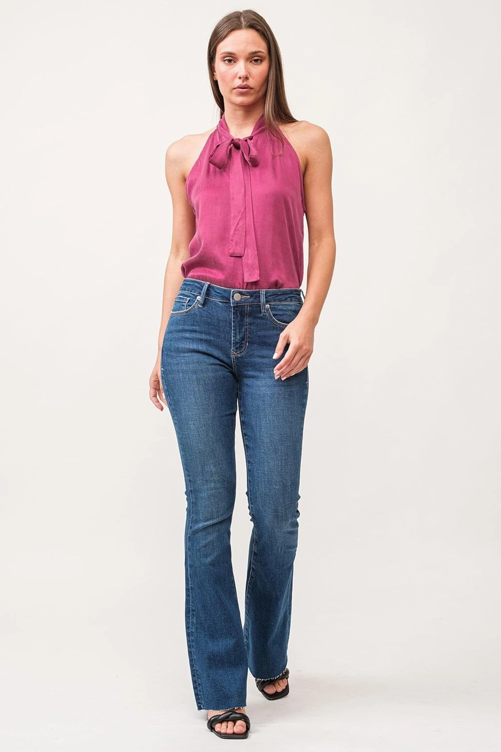 DEAR JOHN Rosa Flared Women's Jeans Mid Rise Full Inseam Comfort Stretch Denim