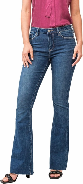 DEAR JOHN Rosa Flared Women's Jeans Mid Rise Full Inseam Comfort Stretch Denim