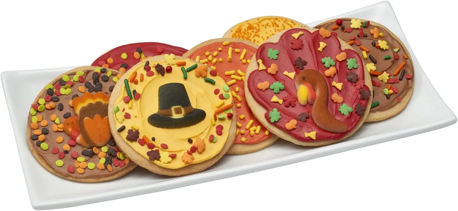 DECOPAC Harvest Thanksgiving Quins, 18oz, Fancy Sprinkles In Pumpkin, Leaf & Haystack Shapes, Candy Sprinkles in Handheld Container, Edible Sprinkles For Celebration Cakes, Cupcakes, Cookies