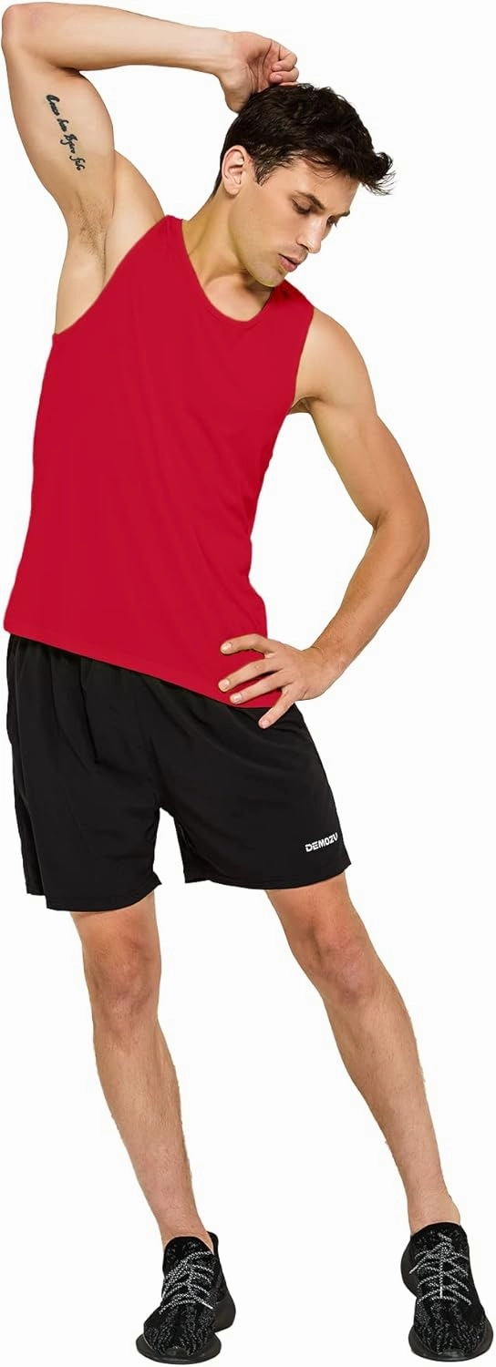 DEMOZU Men's Neon Running Tank Top Workout Gym Athletic Swim Marathon Tank Top