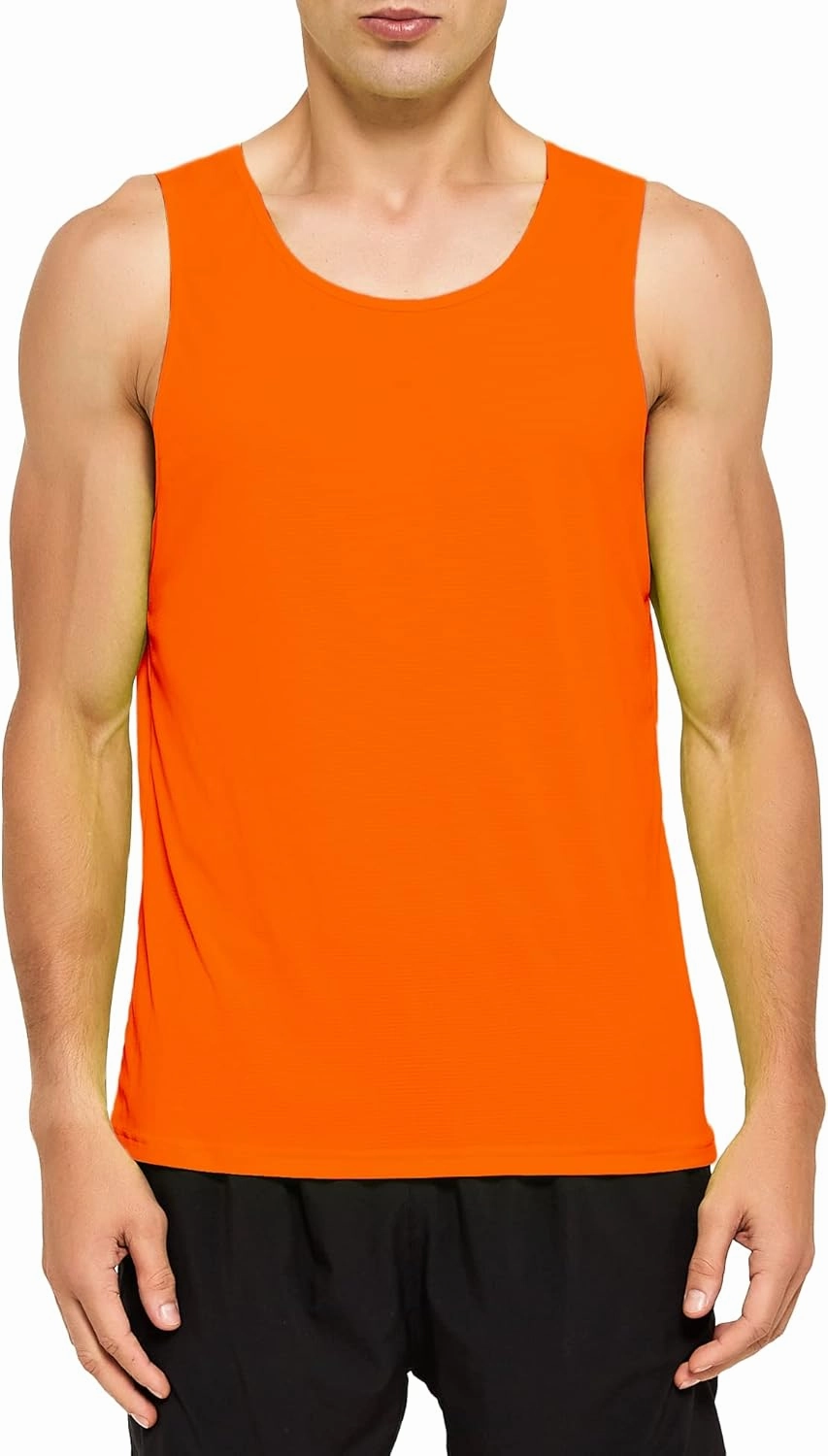 DEMOZU Men's Neon Running Tank Top Workout Gym Athletic Swim Marathon Tank Top