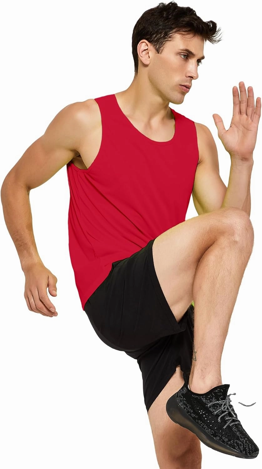 DEMOZU Men's Neon Running Tank Top Workout Gym Athletic Swim Marathon Tank Top