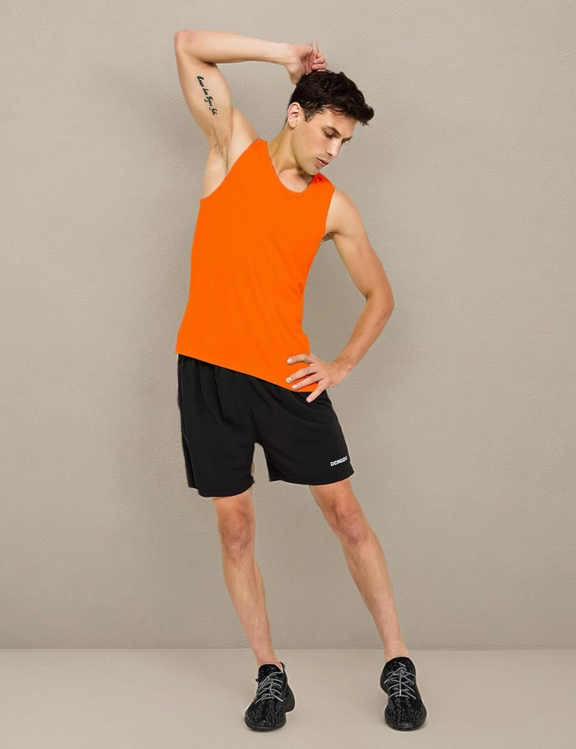 DEMOZU Men's Neon Running Tank Top Workout Gym Athletic Swim Marathon Tank Top
