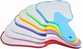 Dental Hand Mirror Set, 7 Pieces, Rainbow Colors, Tooth-Shaped Design