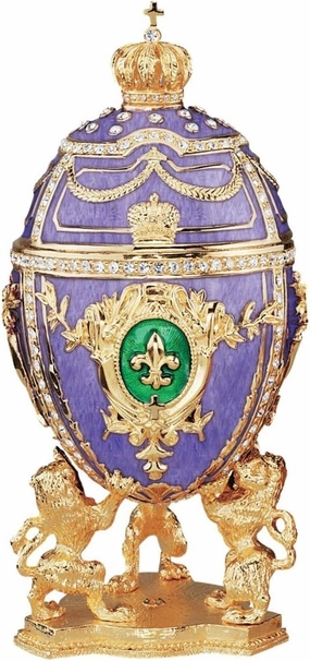 Design Toscano The Regal Romanov Style Collectible Enameled Egg, 6 Inch, Purple and Gold