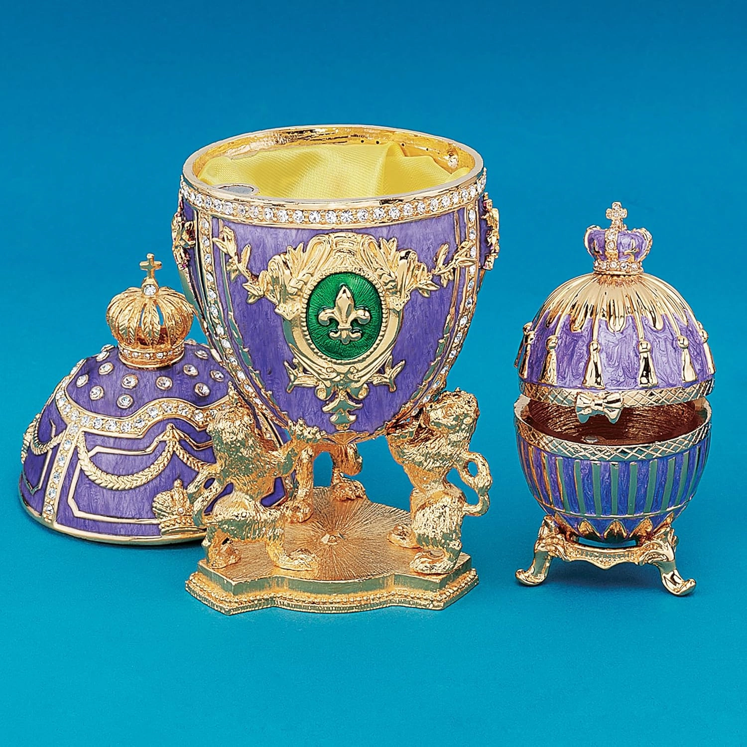 Design Toscano The Regal Romanov Style Collectible Enameled Egg, 6 Inch, Purple and Gold