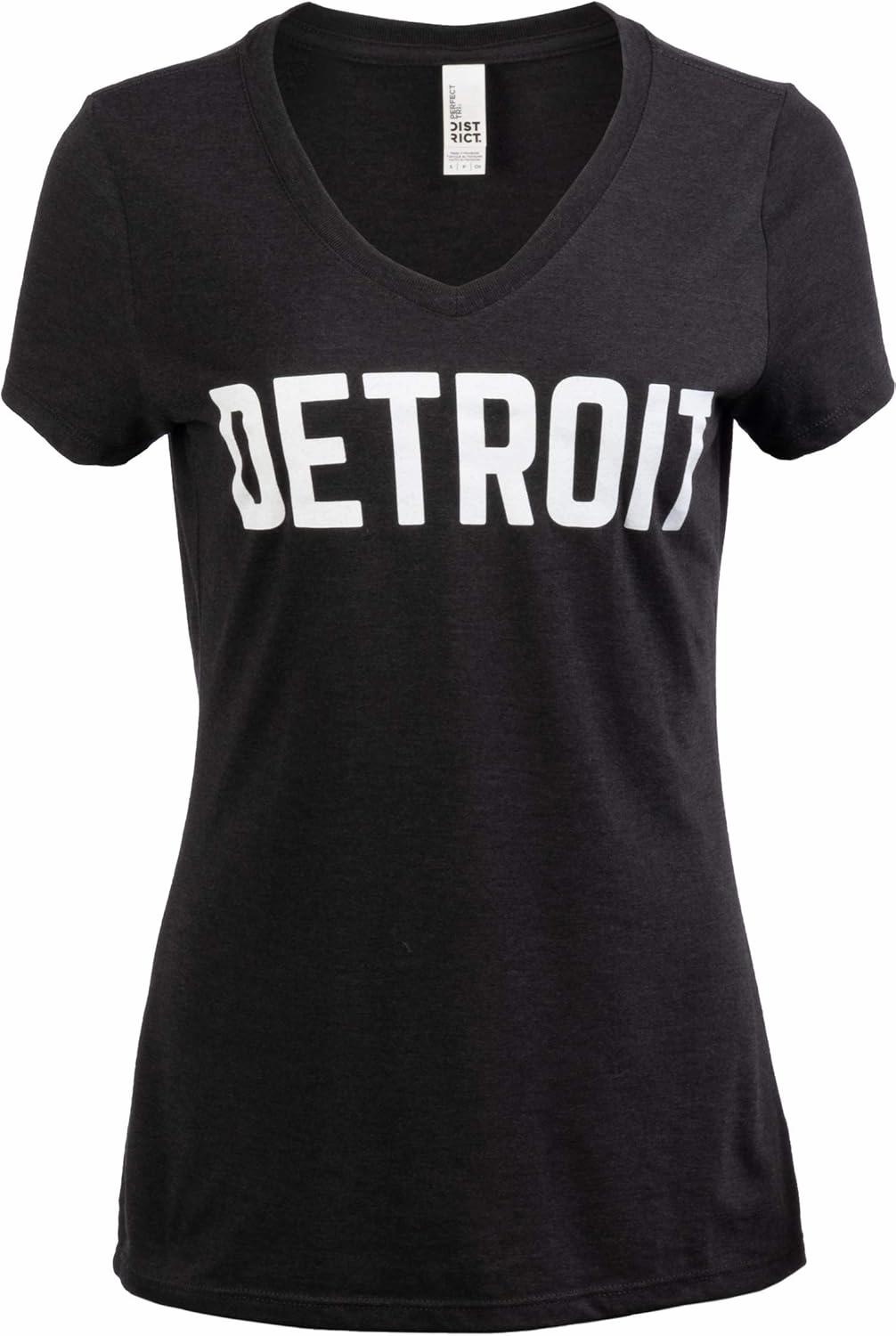 Detroit | Classic Retro City Grey Blue Red Black Detroiter 313 Cool Michigan Women V-Neck T-Shirt Top
