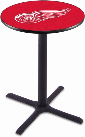 Detroit Red Wings Officially Licensed L211 Black Wrinkle, 36" Tall Pub Table - NHL - 28" Top