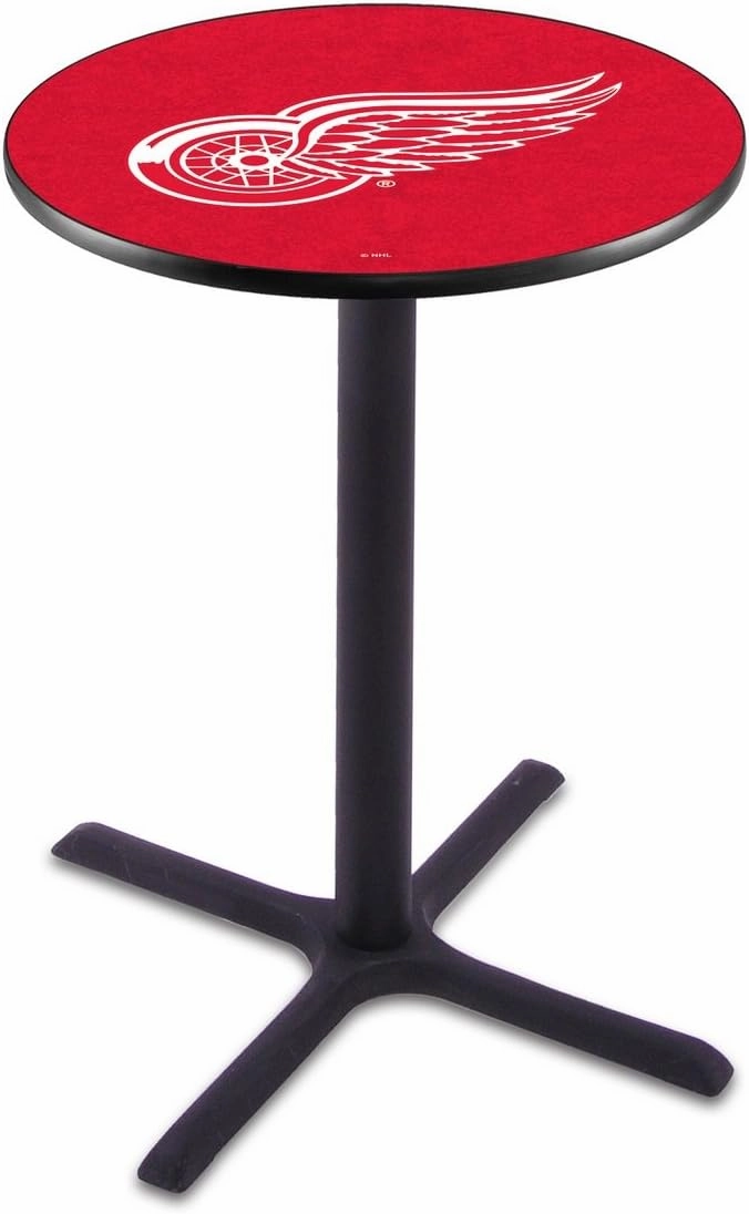 Detroit Red Wings Officially Licensed L211 Black Wrinkle, 36" Tall Pub Table - NHL - 28" Top