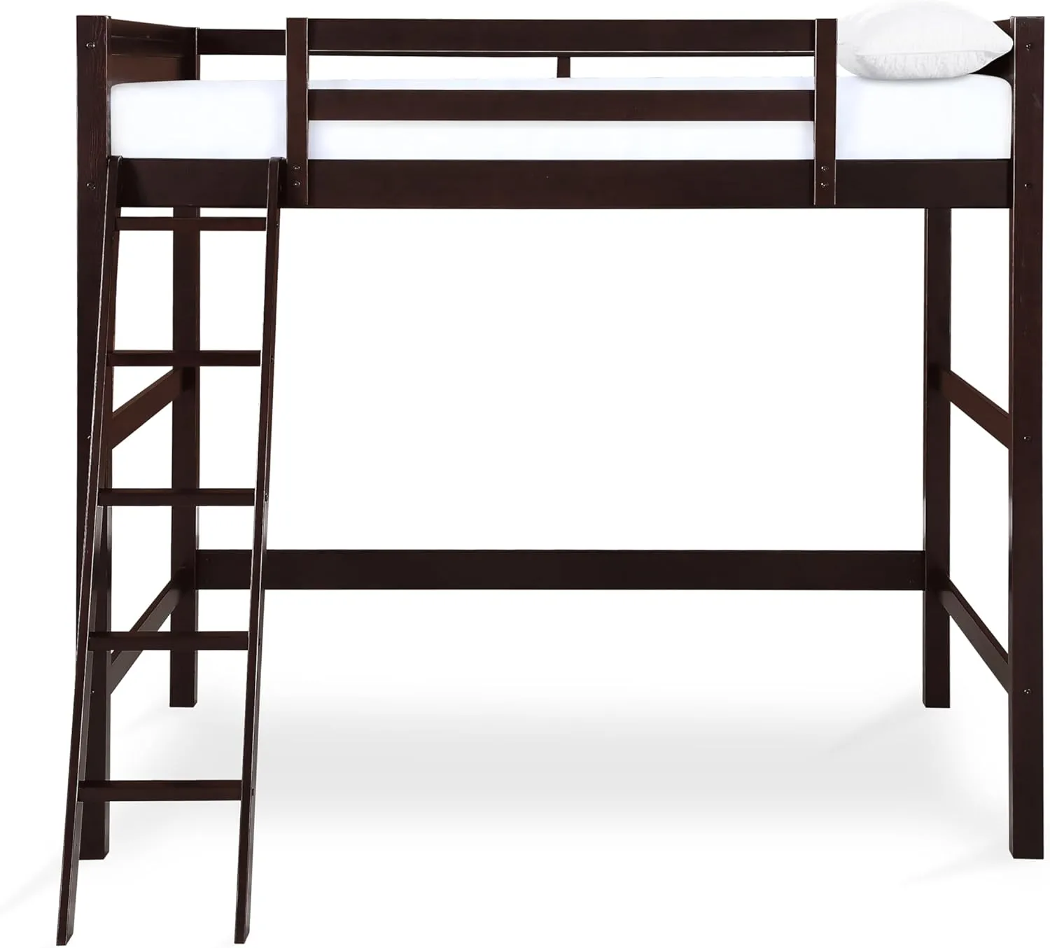DHP Denver Full Size Loft Bed, Espresso Finish, Sturdy Wood Construction, Space-Saving Design, Kids Loft Bed