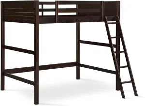 DHP Denver Full Size Loft Bed, Espresso Finish, Sturdy Wood Construction, Space-Saving Design, Kids Loft Bed