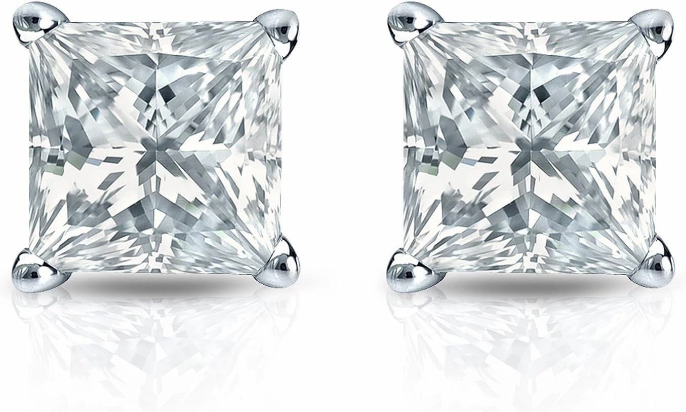 Diamond Wish 14k Gold Princess-cut Diamond Stud Earrings (1/4-2cttw, H-I, I1-I2) 4-Prong Basket, Push-Back