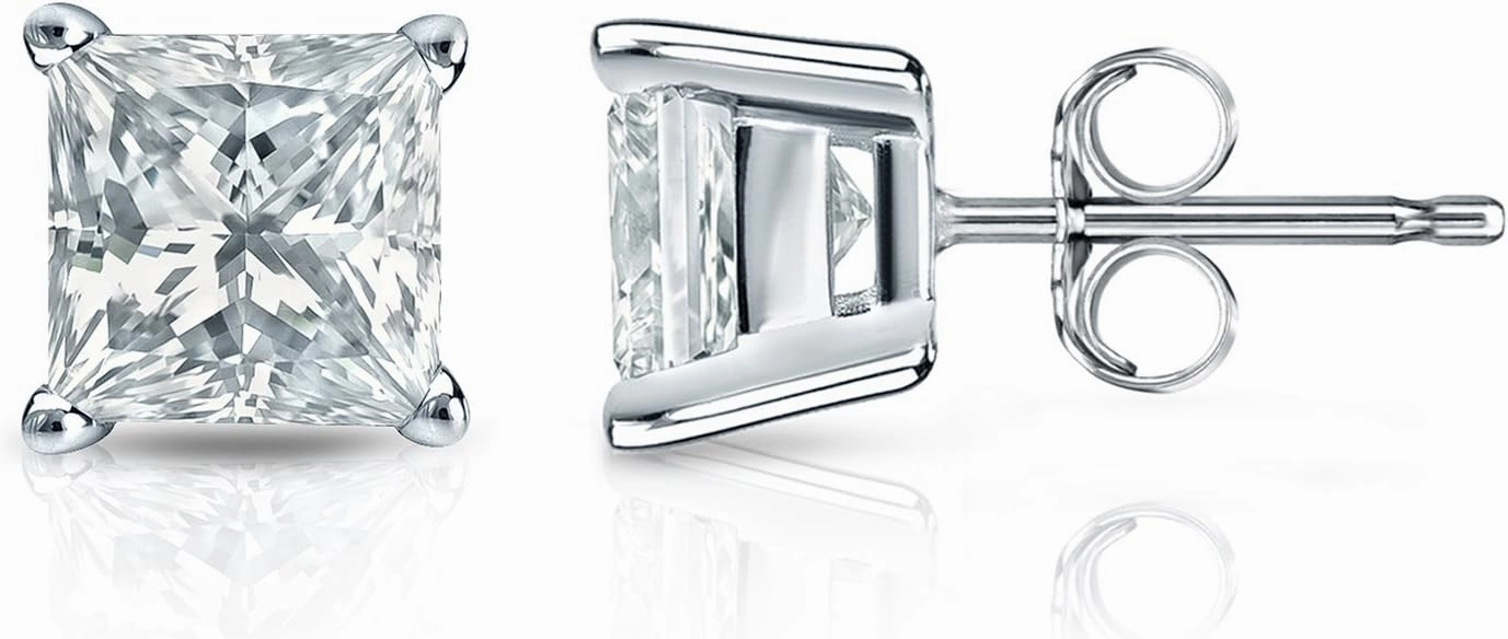 Diamond Wish 14k Gold Princess-cut Diamond Stud Earrings (1/4-2cttw, H-I, I1-I2) 4-Prong Basket, Push-Back