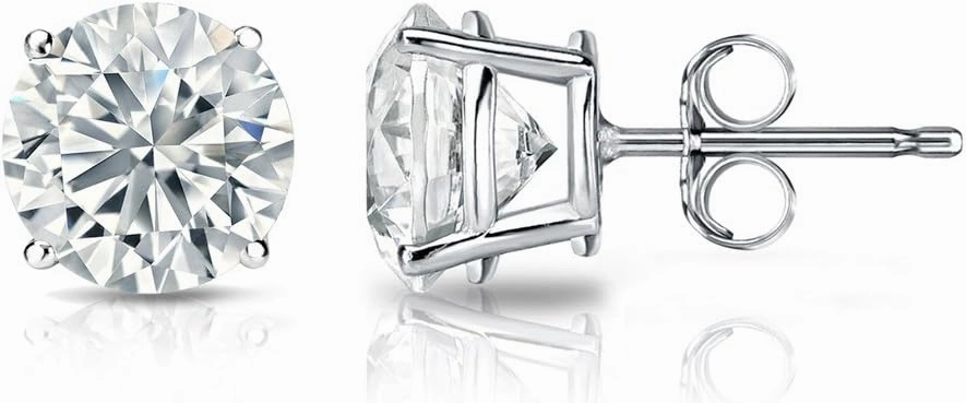 Diamond Wish 14k White Gold Round Diamond Stud Earrings (1/2cttw, G-H, SI1-SI2) 4-Prong Basket, Push-Back