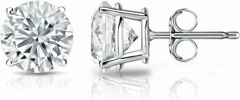 Diamond Wish 14k White Gold Round Diamond Stud Earrings (2/5cttw, H-I, I2-I3) 4-Prong Basket, Push-Back
