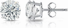 Diamond Wish 14k White Gold Round Diamond Stud Earrings (2/5cttw, H-I, I2-I3) 4-Prong Basket, Push-Back