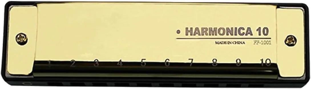 Diatonic harmonica 10 holes 20 notes blues C key for beginners(Gold)