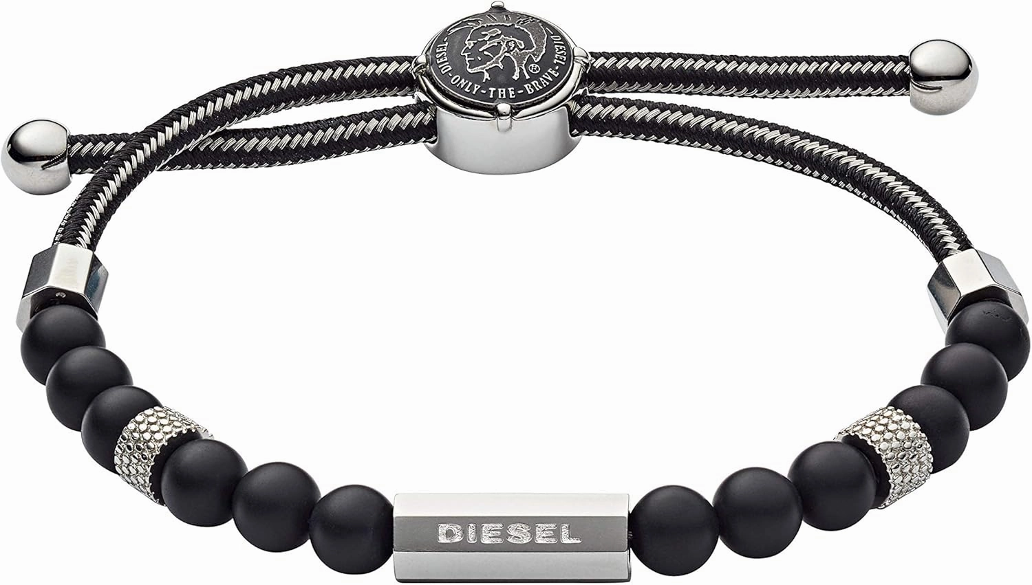 Diesel Stainless Steel and Beaded Bracelet for Men