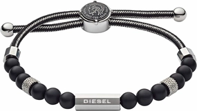 Diesel Stainless Steel and Beaded Bracelet for Men