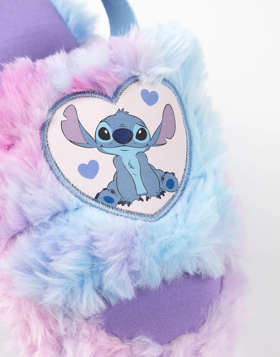Disney Lilo & Stitch Kids Slippers in Pink & Blue | Stitch Character Fur Slider Slippers | Elastic Heel Strap House Shoes