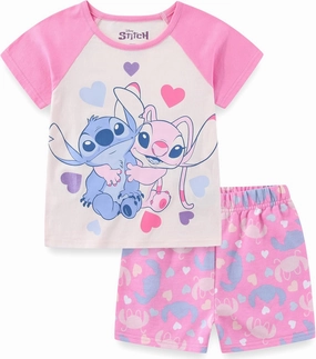 Disney Lilo & Stitch Girls Short Sleeve T-Shirt and French Terry Shorts Set for Big Kids