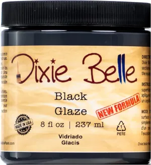 Dixie Belle Glaze | Black (8oz) | Water-Based Paint Glaze | Paint Finish for Stippling and Color Washing | DIY Home Décor Glaze