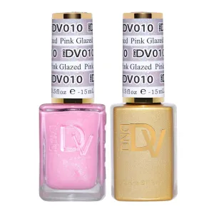 DND Gel Diva Polish Set, Mirrorball Collection, UV/LED Gel Polish and Air Dry Nail Lacquer, Matching Chip-Free Polish Duo, Pink010 Pink Glazed, 0.5 Fl Oz Each
