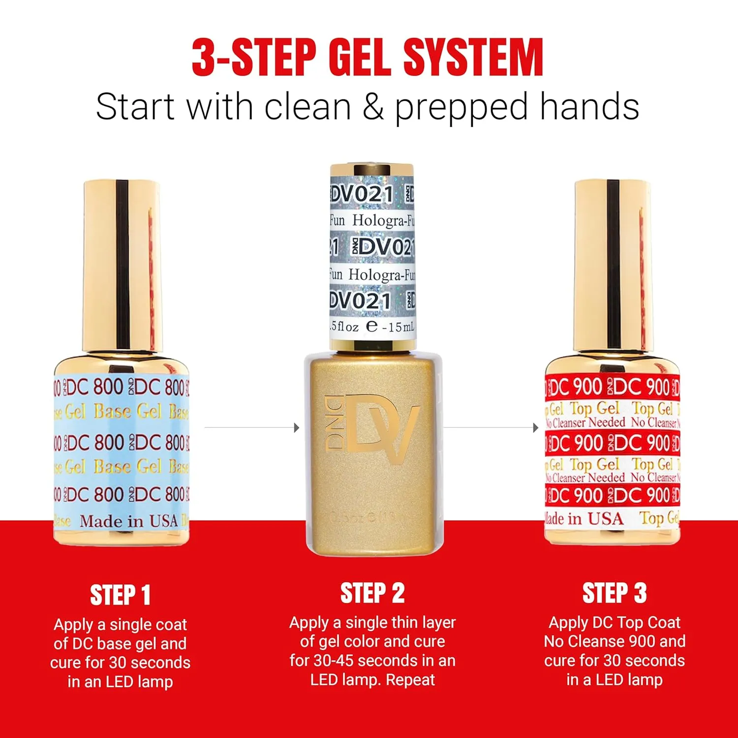 DND Gel Diva Polish Set, Mirrorball Collection, UV/LED Gel Polish and Air Dry Nail Lacquer, Matching Chip-Free Polish Duo, Pink010 Pink Glazed, 0.5 Fl Oz Each
