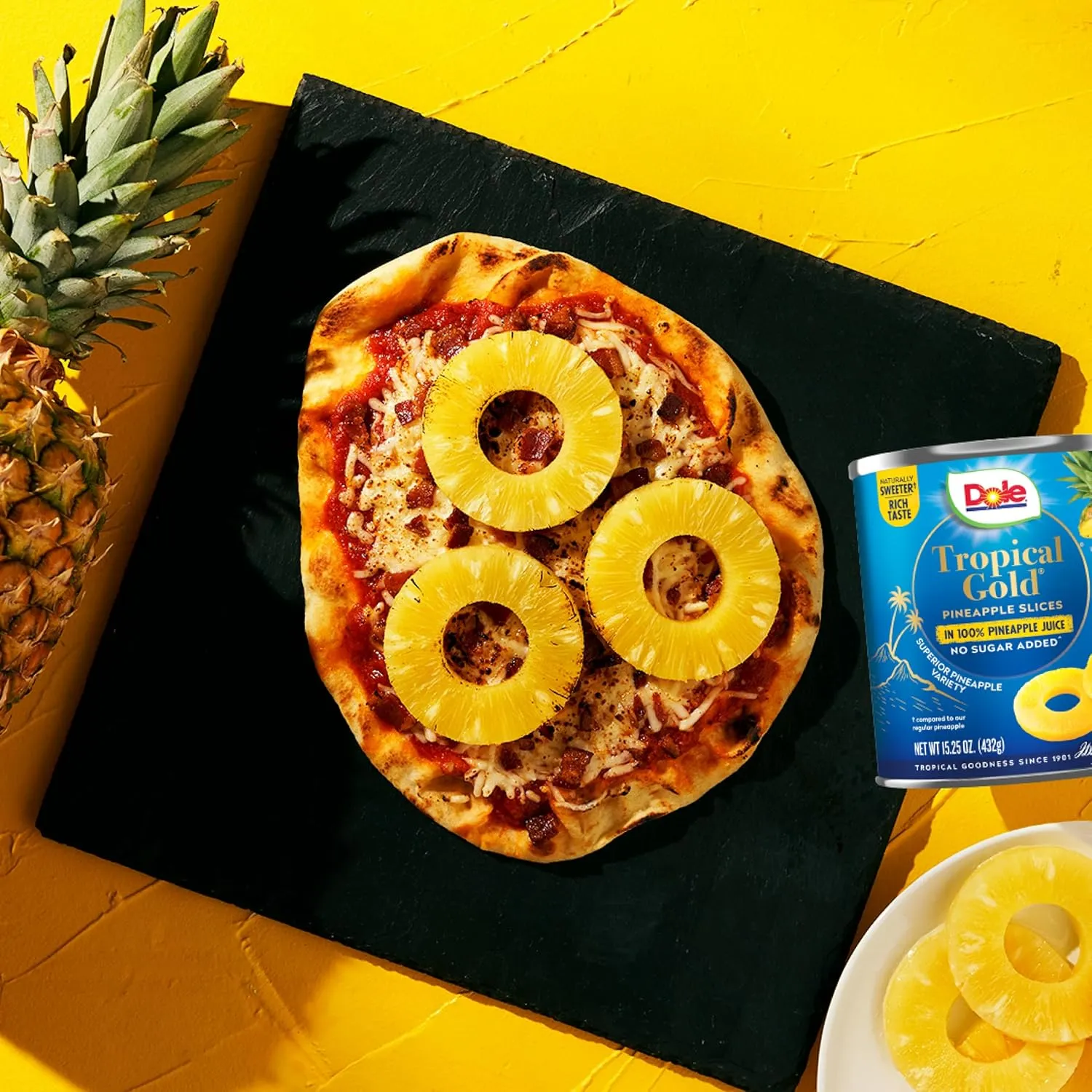 Dole Canned Fruit, Tropical Gold Pineapple Slices in 100% Pineapple Juice, Gluten Free, Pantry Staples, No Sugar Added, 15.25 Oz, 12 Count