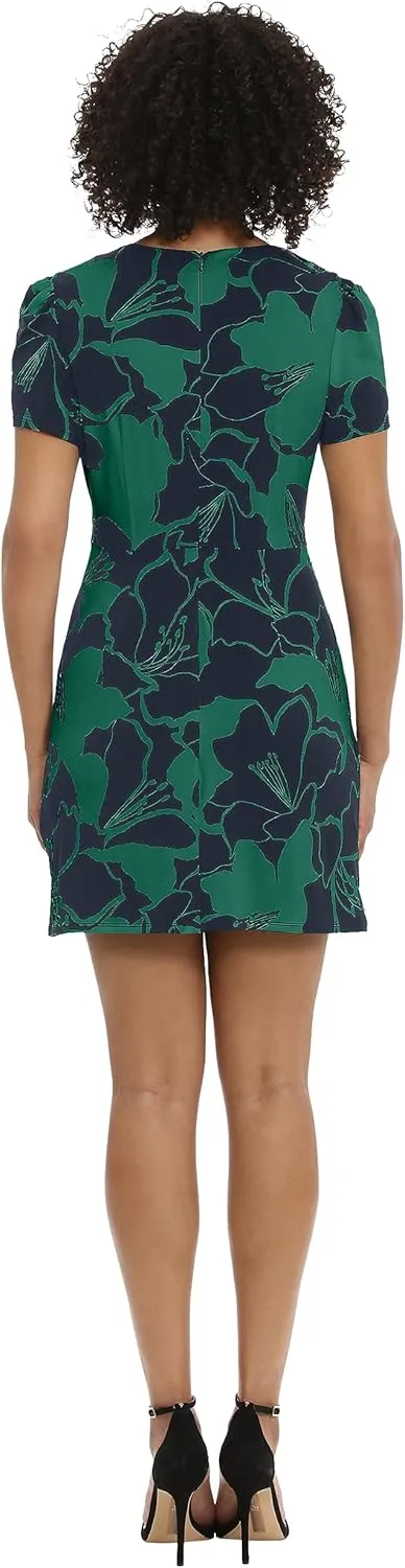Donna Morgan Women's Short Sleeve Faux Wrap Dress