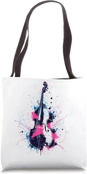 Double Bass With Paint Splash Art Tote Bag