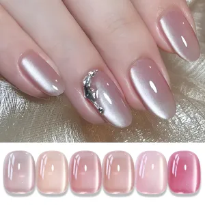 Double Rhythm 6 Colors Cat Eye Gel Polish Set Shimmer Glitter with Magnet Holographic Reflective Magnetic UV Polish Art Kit (6-Kit 35)
